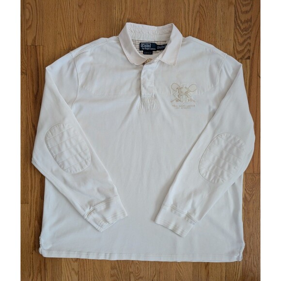 Vintage Polo Ralph Lauren Rugby Style Shirt Tennis Logo Mens 2XL Custom Fit - Picture 1 of 10